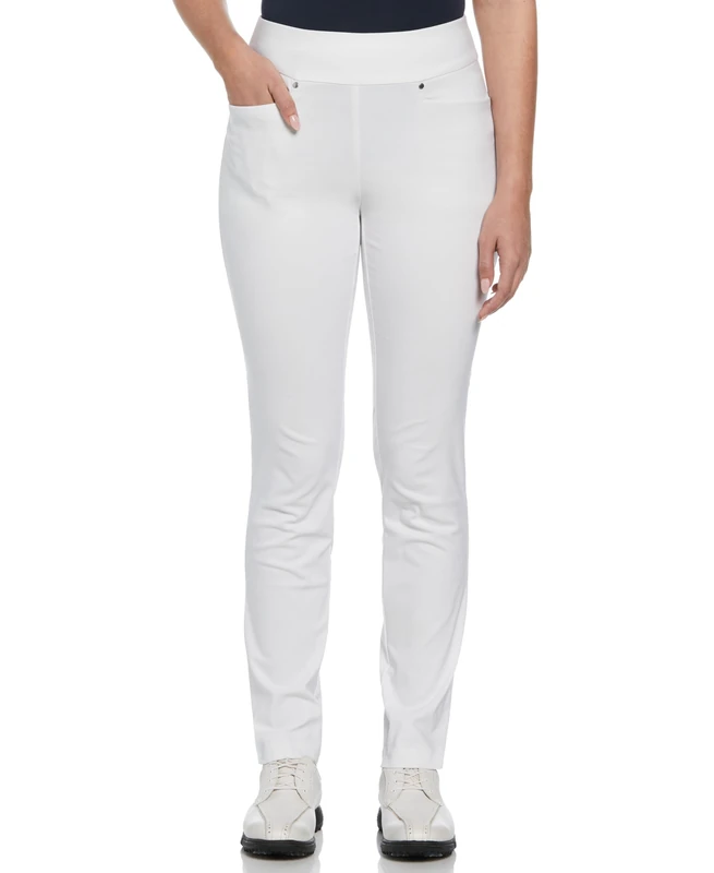 PGA TOUR Women's Pull On Pant, Bright White, Large