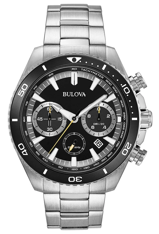 Bulova Mens Chronograph Quartz Watch with Stainless Steel Strap 98B298