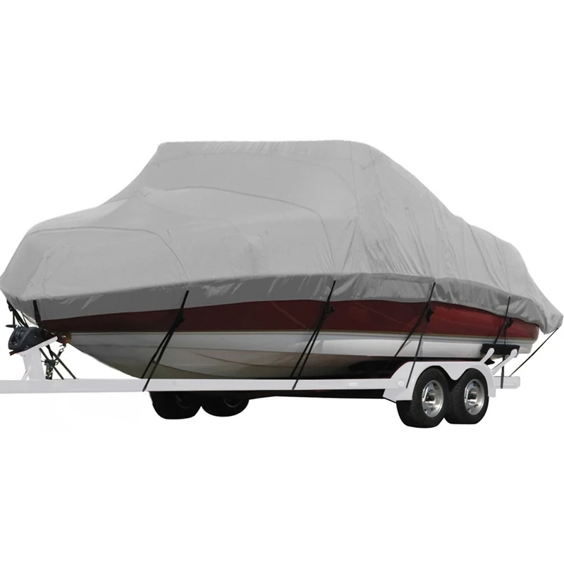 Seamander Boat Cover,23ft-24ft Heavy Duty 600D Waterproof Boat Cover,Fit V-Hull Tri-Hull Fishing Ski Pro-Style Bass Boats, Full Size (Model F: Fits 23'-24'L X 102" Beam Width, Grey)