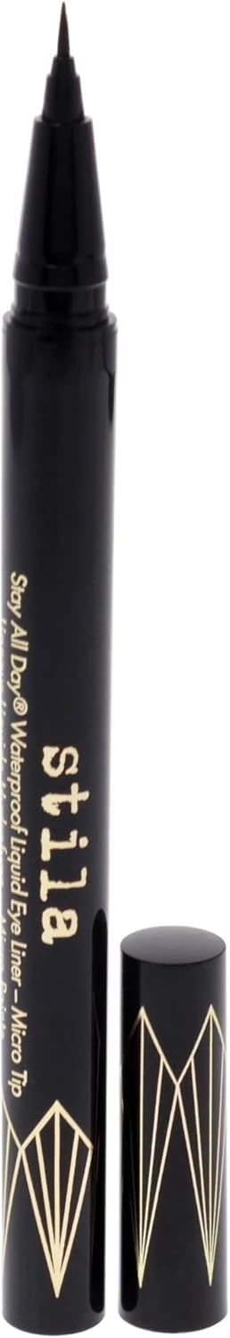 Stila All Day Waterproof Liquid Eye Liner, Easy To Use Eyeliner Pen, Smudge and Transfer Proof, Liner Stays On All Day and Night, Goes On Smoothly Without Skipping, Smudging or Pulling - Micro Tip