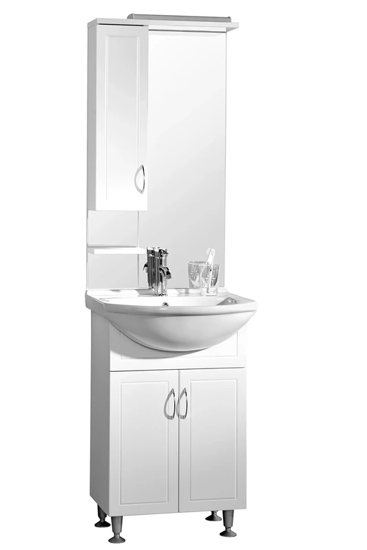 Premier Housewares Aspen Basin and Under Sink Cabinet Set, Ceramic/MDF/PVC, White, 43 x 55 x 202 cm