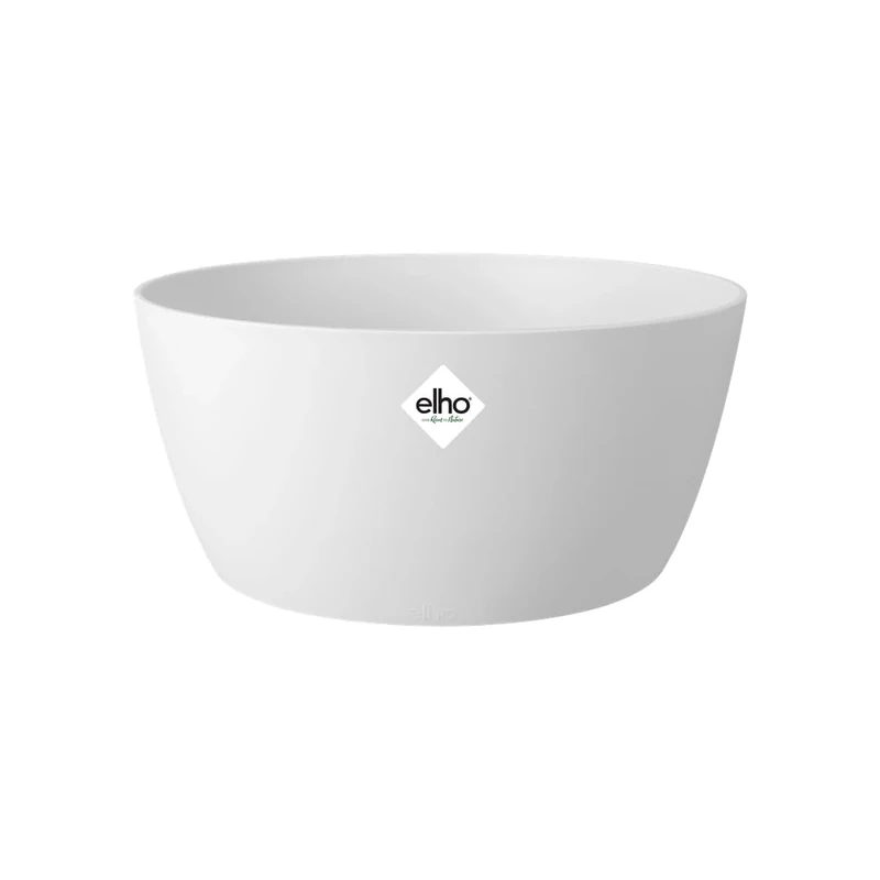 elho Brussels Bowl 23 - Flower Pot for Indoor - 100% Recycled Plastic - Ø 22.9 x H 10.8 cm - White/White