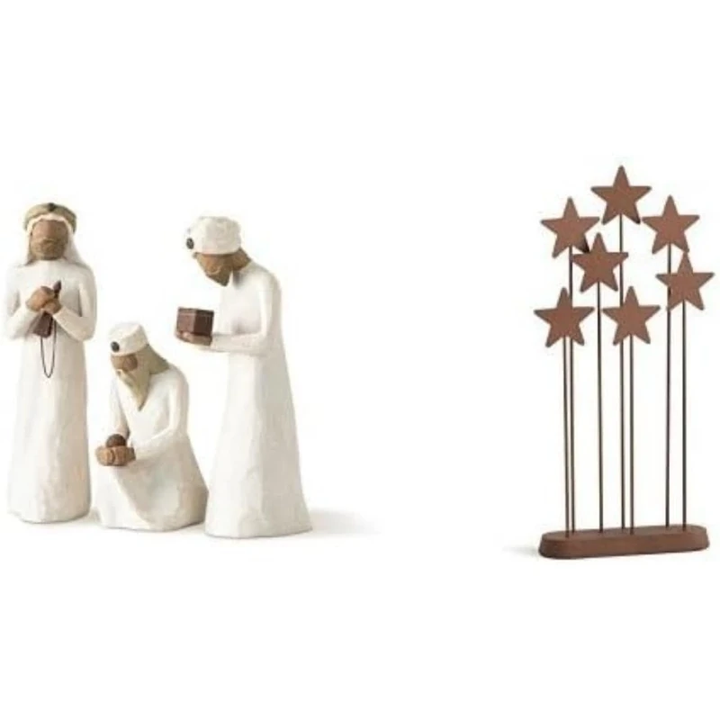 Willow Tree The Three Wisemen Figurine & Metal Star Backdrop Figurine