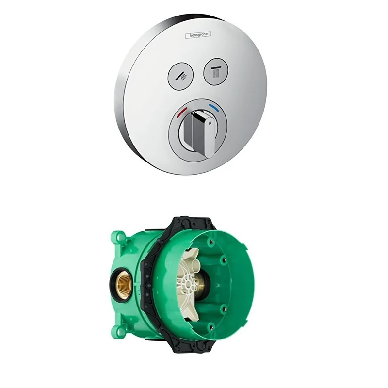 hansgrohe ShowerSelect S mixer for 2 outlets, chrome and basic set bundle