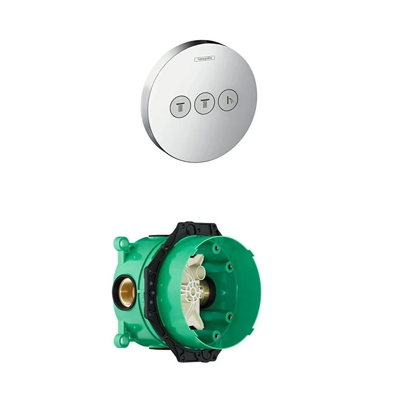 hansgrohe ShowerSelect S valve for 3 outlets, chrome and basic set bundle