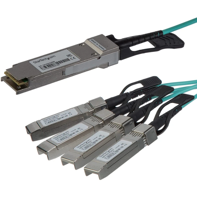 StarTech.com AOC Breakout Cable for Cisco QSFP-4X10G-AOC5M - 5m/16.4ft 40G 1x QSFP+ to 4x SFP+ AOC Cable - 40GbE / 40Gbps QSFP Plus Transceiver Module Active Optical Fiber - C9300 C3850 (QSFP4X10GAO5) - Image 1