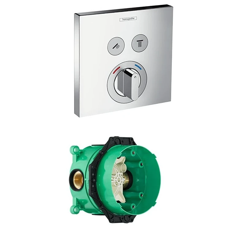 hansgrohe ShowerSelect mixer for 2 outlets, chrome and basic set bundle