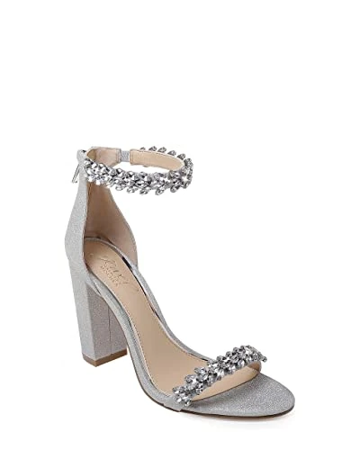 Jewel Badgley Mischka Women's Mayra Heeled Sandal, Silver, 9 UK