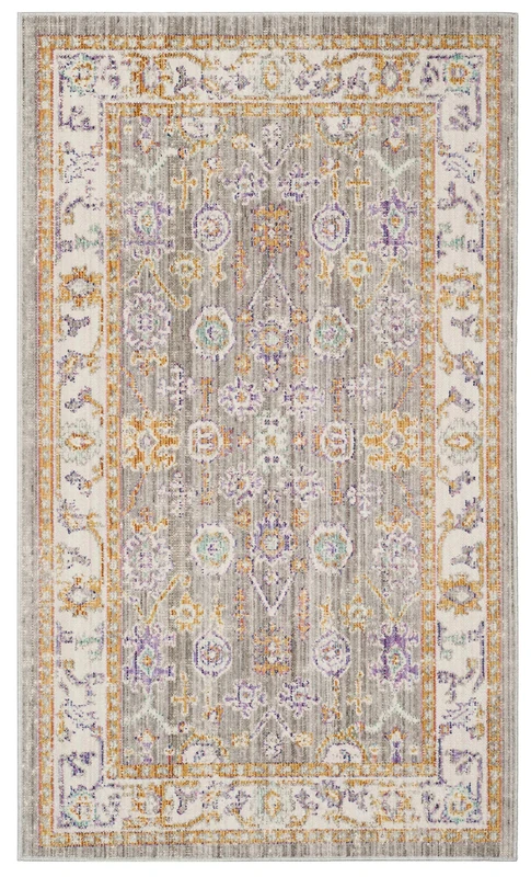 SAFAVIEH Boho Chic Rug for Living Room, Dining Room, Bedroom - Windsor Collection, Short Pile, in Grey and Cream, 122 X 183 cm