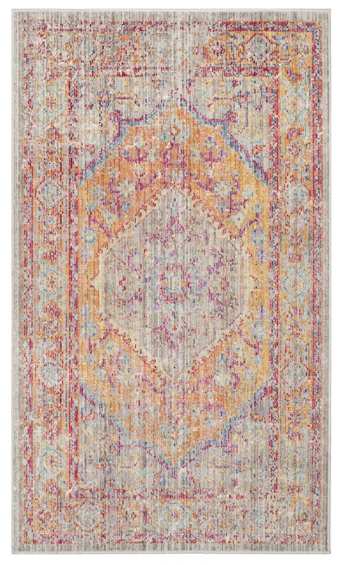 Safavieh Boho Chic Indoor Woven Rectangle Area Rug, Windsor Collection, WDS307, in Grey / Gold, 122 X 183 cm for Living Room, Bedroom or Any Indoor Space
