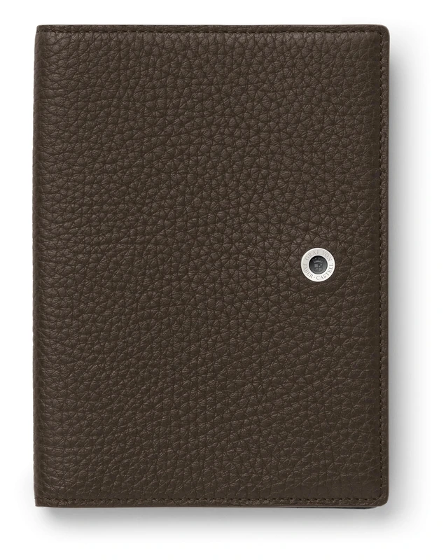 Graf von FABER-CASTELL 118707 Cashmere Passport Holder Dark Brown with Pocket for Passport and Card Slots, Dark Brown, 14 cm, Passport Holder