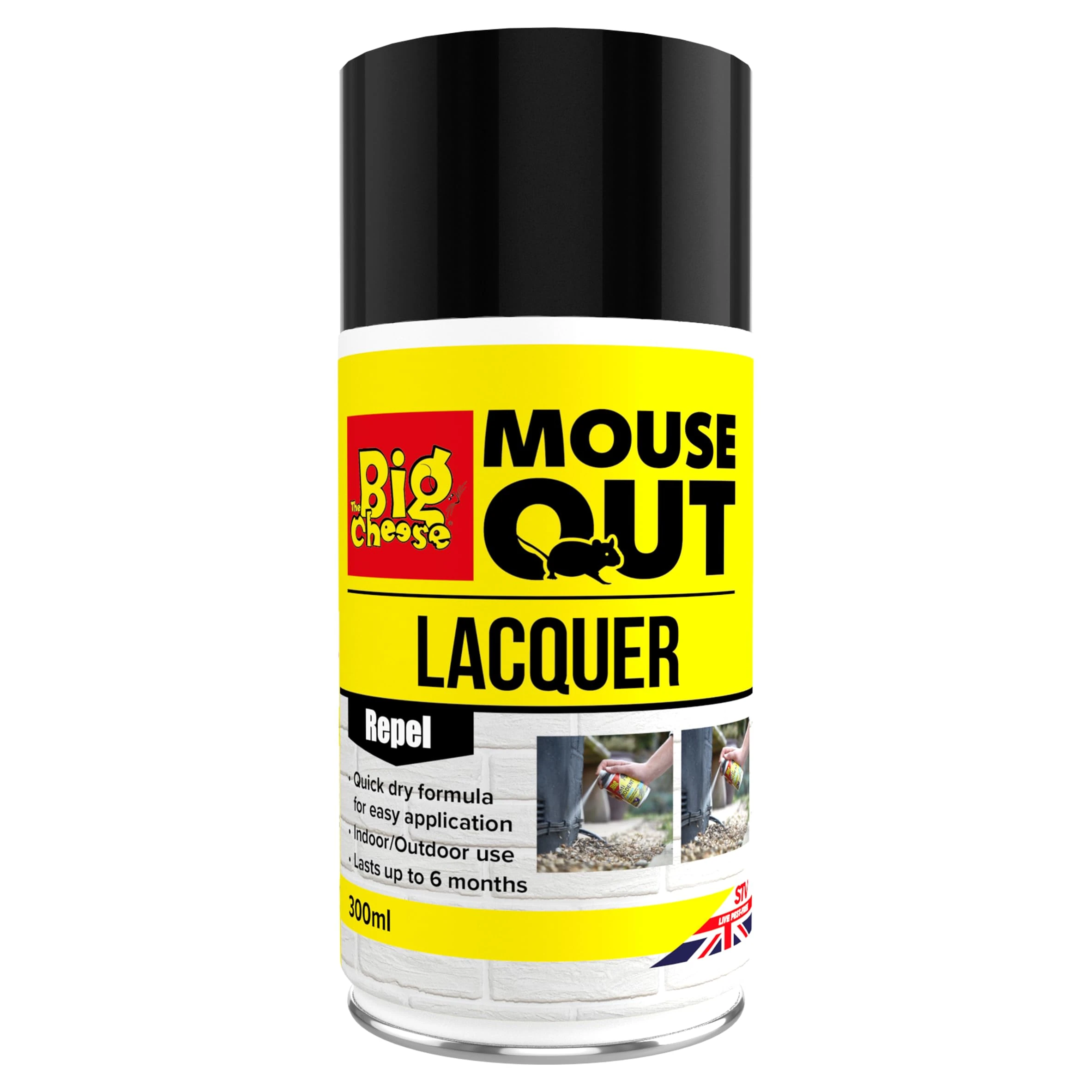 The Big Cheese Anti Mouse Lacquer – 300 ml Aerosol Mouse Biting and Chewing Deterrent/Repellent Hard Surface Application Mint Scented Waterproof Ready-To-Use