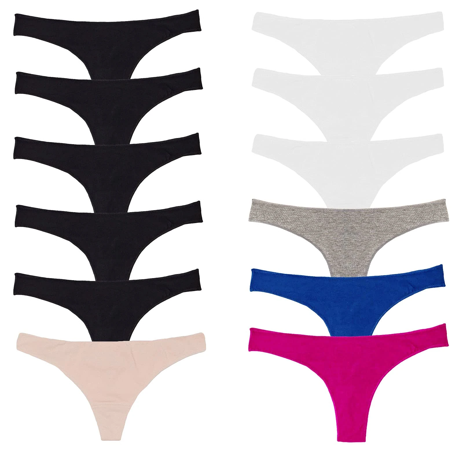 Toocool - 12-Piece Set: Stretch Thongs for Women, Tanga Briefs, and Cotton Brazilian Knickers, 100% Cotton Underwear Women in Multipack and Assorted Colours, Multipack 534-12 [S-M, Multicolour]