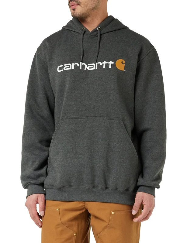 Carhartt Men's Loose Fit Midweight Logo Graphic Sweatshirt, Carbon Heather, L