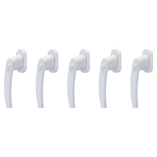 ABUS FG50 Window Handle - Window Lock with Lockable Push Button - Set of 5 - ABUS Security Level 1 - 79050 - White