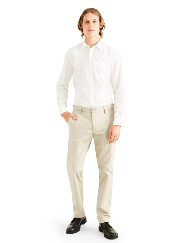 Dockers Men's Signature Khaki Slim FIT Pants Refined Chinos, Cloud, 32 W/32 L
