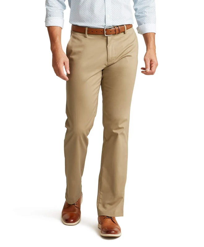 Dockers Men's Straight Fit Signature 2.0 Pants-Creaseless, New British Khaki, 34W x 32L