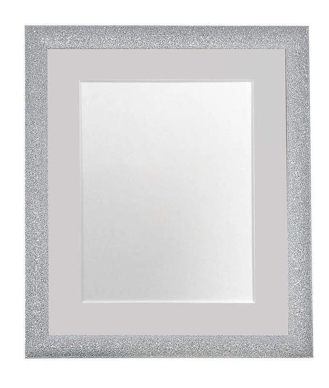 FRAMES BY POST Glitz Silver Picture Photo Frame with Light Grey Mount 30 x 20 Plastic Glass, 30 x 20 Inch Image Size A2