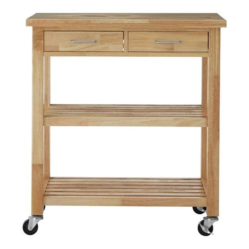 Premier Housewares Kitchen Trolley, Wood, Natural, 40 x 80 x 87 cm