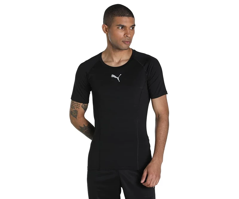 Artze Wall Art Men's Liga Baselayer Tee Functional Underwear, Black, M UK