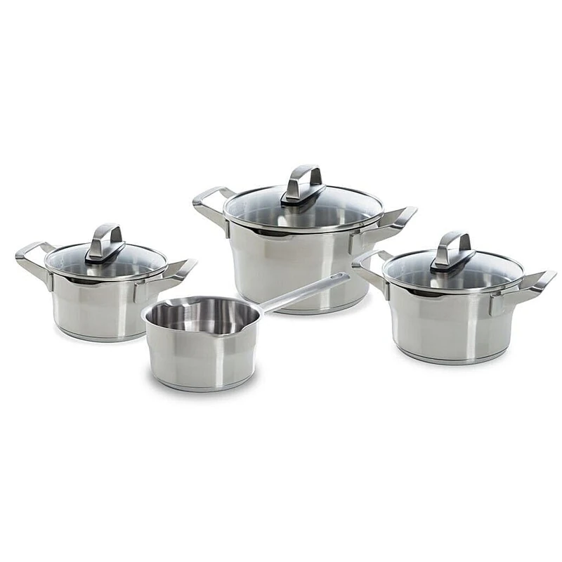 BK Cookware B4431.004 BK Premium+ 4-Piece Saucepan Set (18/10 Stainless Steel, Glass)