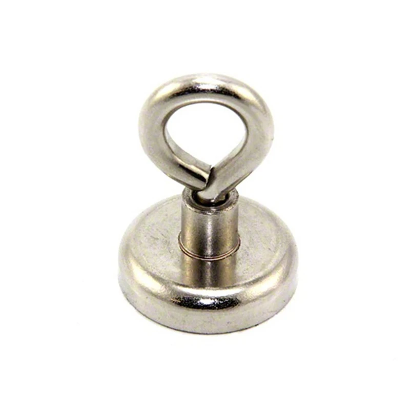 Neodymium Clamping Magnet with M6 Eyebolt for Hanging, Holding or Displaying Items - 32mm dia - 36.4kg Pull - Pack of 10