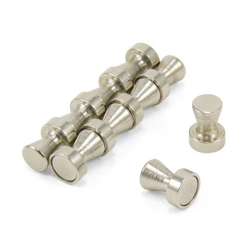 Chrome Skittle Pot Magnet for Fridge, Office, Whiteboard, Noticeboard, Filing Cabinet - 12mm dia x 16mm tall - Pack of 100