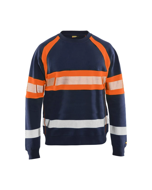 Blakläder 335911588953S High-Vis Sweatshirt, Navy Blue/Orange, Small
