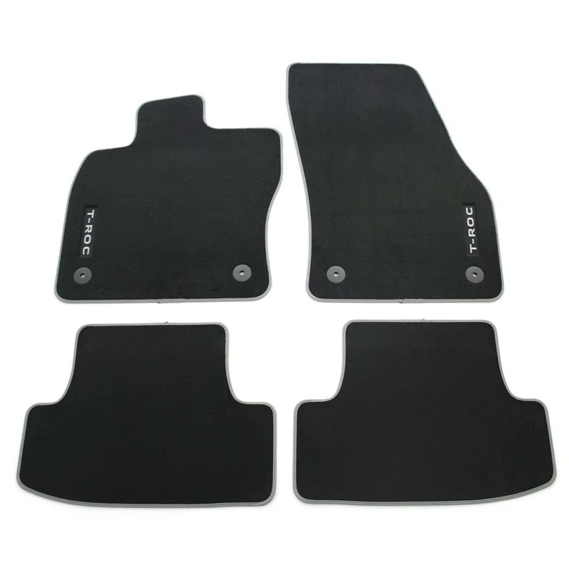 Volkswagen 2GA061270WGK Premium Textile Floor Mats 4 x Velour Fabric Mats Black with T-ROC Lettering