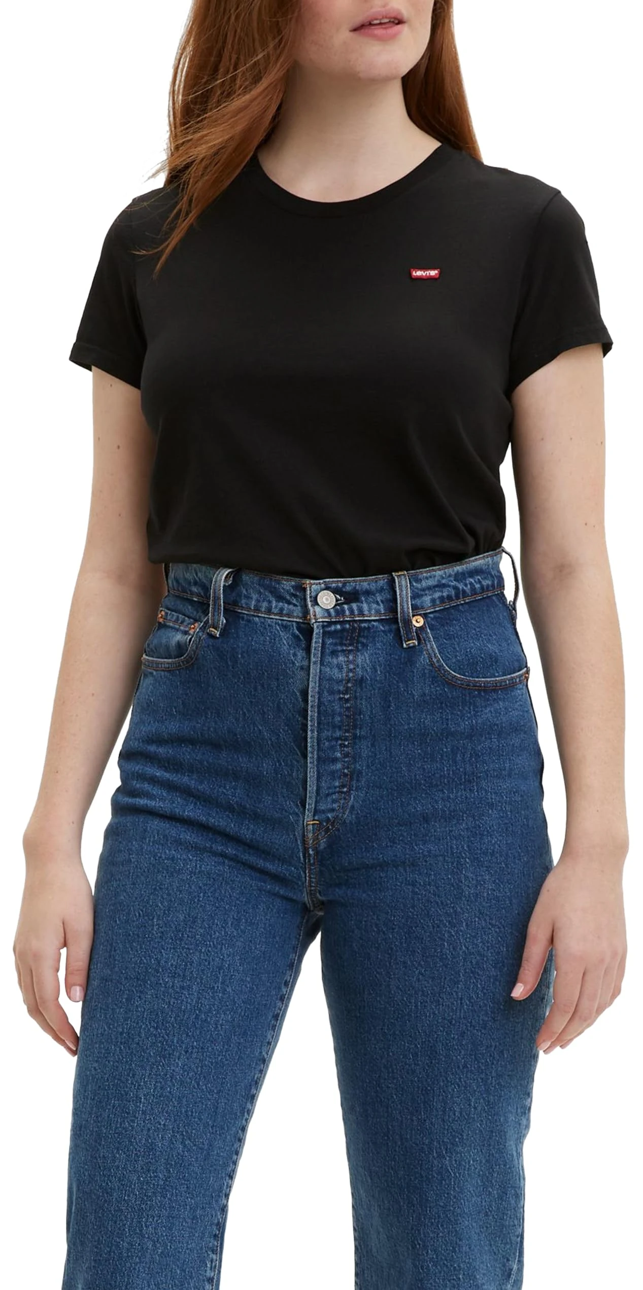 Levi's Women's The Perfect Tee- Core Chesthit Logo T-Shirt, Mineral Black, S