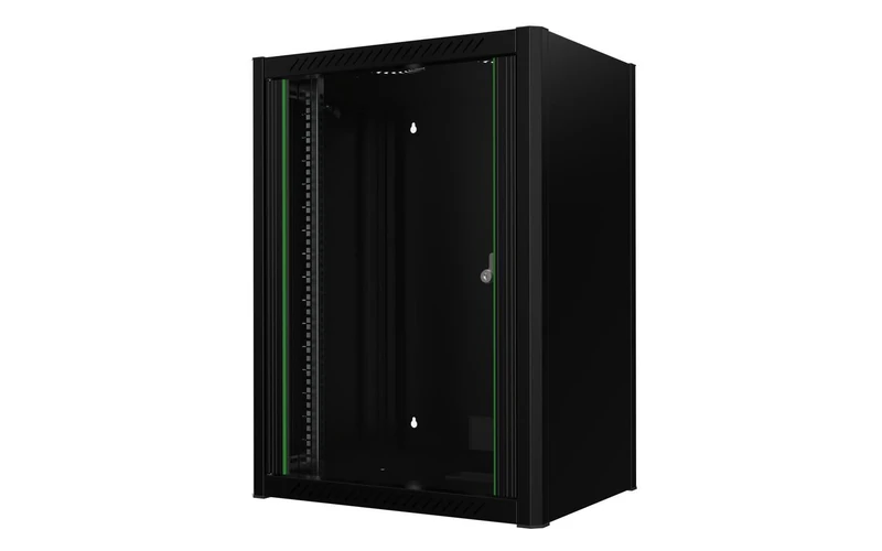 LOGON RWM16U45BL Wall Mounted Rack 16U Black Shelf - Shelves (Rack Wall Mounted, 16U, Glass, Round, Black, 48.3 cm (19 inch)) - Image 1