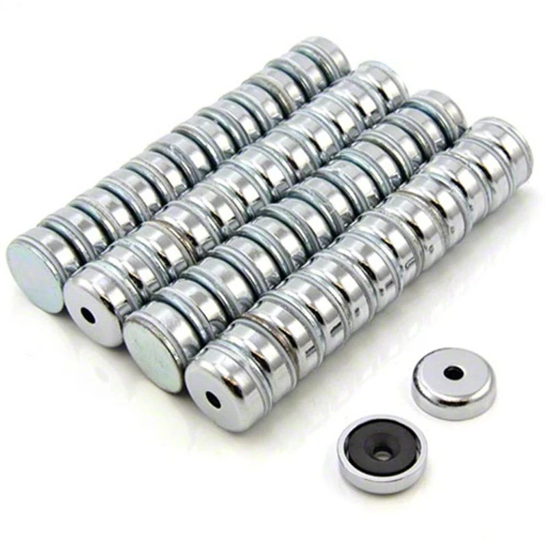 Ferrite Y30BH Pot Magnet for Arts, Crafts, Model Making, DIY, Hobbies, Office, and Home - 25mm dia x 7mm thick x 5mm c/sink - 2.9kg Pull - Pack of 100