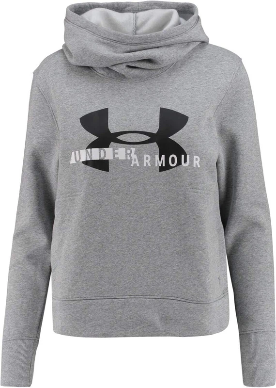 Under Armour Women Cotton Fleece Sportstyle Logo Hoodie Warm-Up Top - Steel Light Heather/Black/White (035), 2X-Large