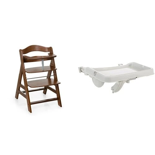 Hauck Alpha+ Wooden Highchair - Walnut + Alpha Tray