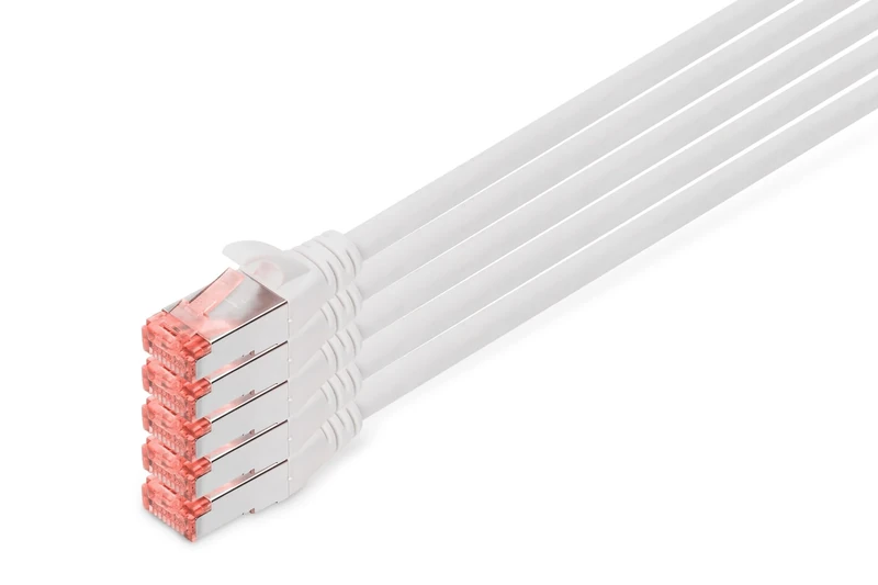 Digitus LAN Cable Cat 6-10m - 5 Pieces - RJ45 Network Cable - S/FTP Shielded - Compatible with Cat6A & Cat7 - White