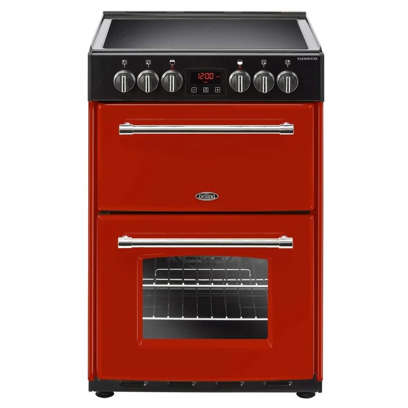 Belling Farmhouse 60E Ceramic Range Cooker, Jalapeno Red, 60cm