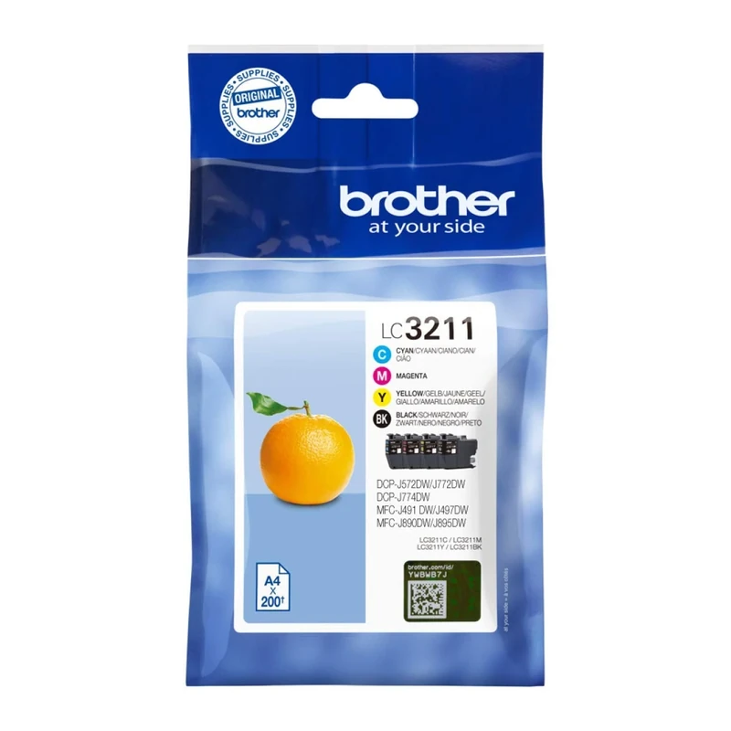 Brother LC-3211C/LC-3211M/LC-3211Y/LC-3211BK Inkjet Cartridges, Multi Pack, Standard Yield,Black/Cyan/Magenta/Yellow, Brother Genuine Supplies