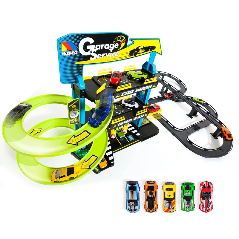 MOLTO 3-Floor Children's Parking Garage with 5 Toy Cars