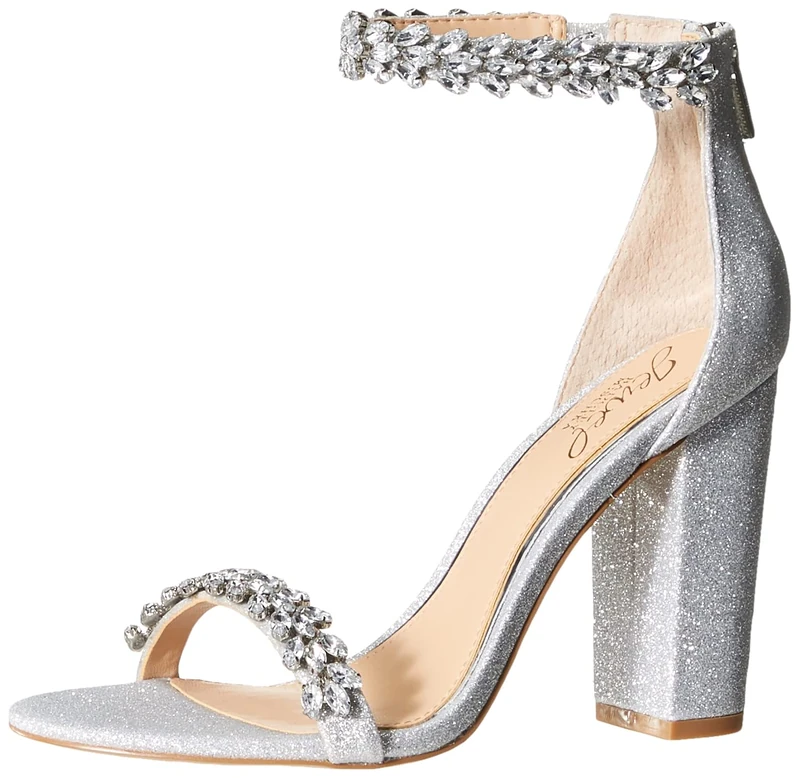 Jewel Badgley Mischka Women's Mayra Heeled Sandal, Silver, 5 UK