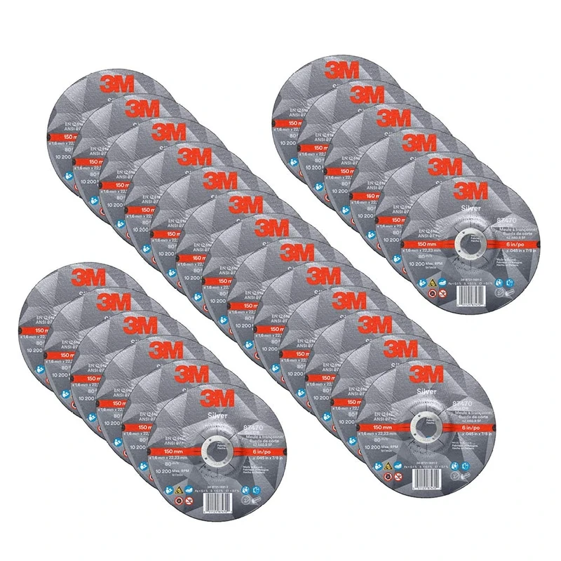 3M Silver Cut-Off Wheel, 87470, T27, 6 in x .045 in x 7/8 in, Pack of 25