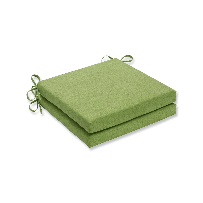 Pillow Perfect Baja Linen Lime Seat Cushion Set, 20 in. L X 20 in. W X 3 in. D