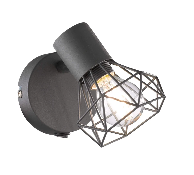 Fischer & Honsel Ran 32470 Wall Spotlight 1x E14 Max. 40 Watt Grey Matt/Chrome with Switch 13.5 x 8 x 16 cm 1 Bulb Grey