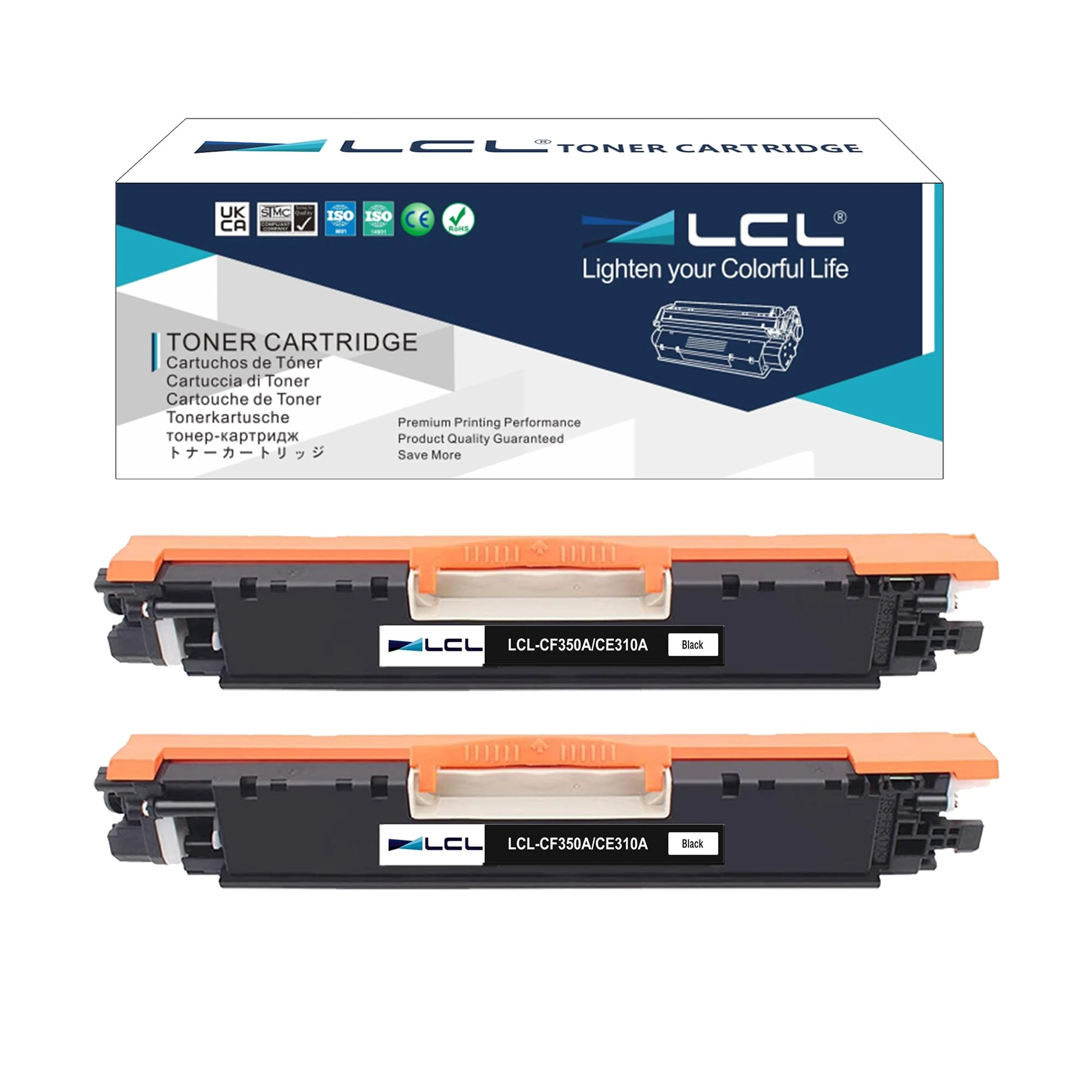 LCL Remanufactured 126A 130A CE310A CF350A Toner Cartridge (2PK Black) Replacement for HP Color LaserJet Pro MFP M176 M176FN M177 M177FW M176n M175nw M175a M175n M175w LaserJet Pro 200 M275nw M275