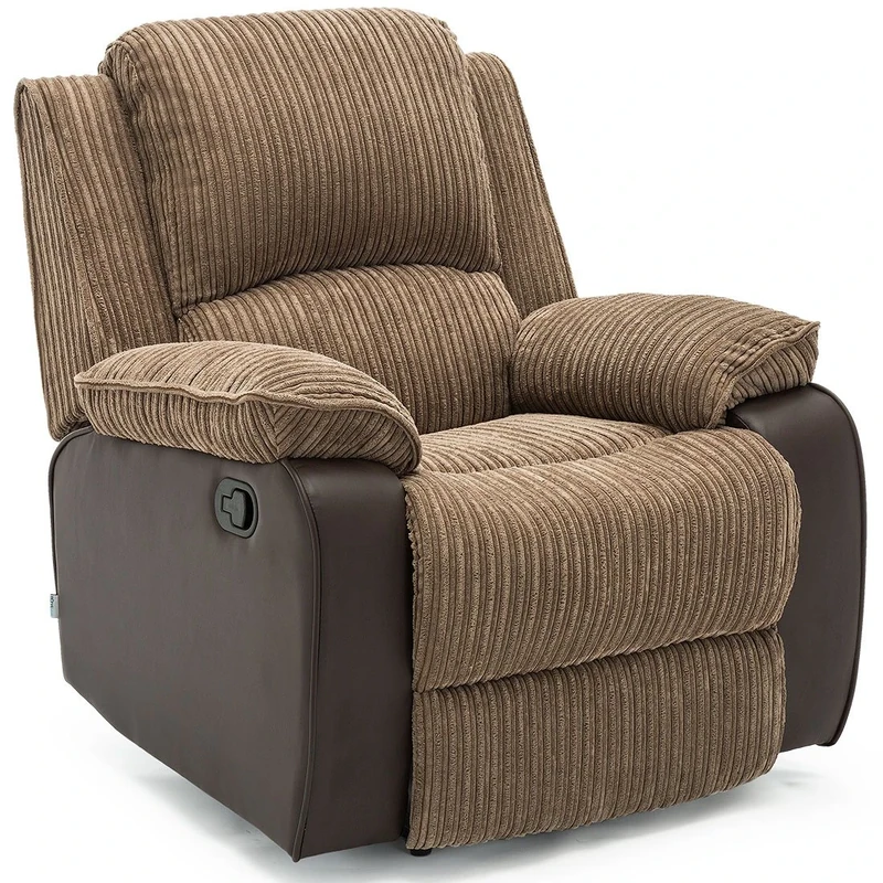 More4Homes POSTANA JUMBO CORD FABRIC RECLINER ARMCHAIR LOUNGE HOME RECLINING CHAIR (Brown)