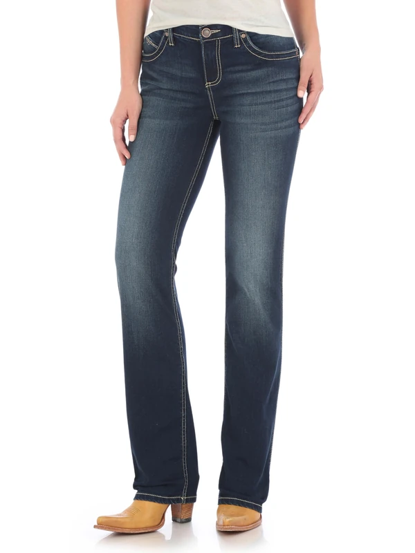 Wrangler Women's Ultimate Riding Q-Baby Boot Cut Jean, Dark Wash, 7 Long