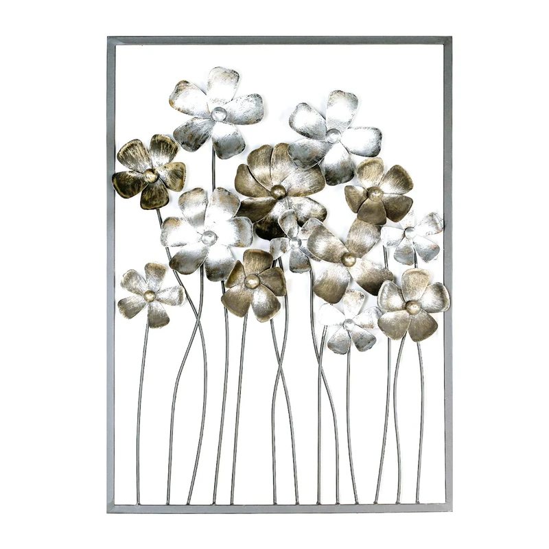 Casablanca - Wall Decoration Fleurs Metal Dark Brown Frame Flowers Antique Brown/Champagne