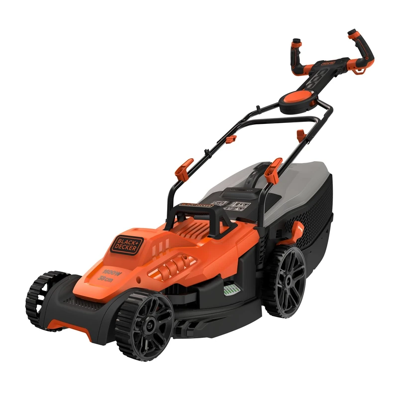 BLACK+DECKER BEMW471ES-QS BEMW471ES-QS 1600W Wired Electric Lawnmower 38 cm 6 Adjustable Heights 20 30 40 50 60 70 mm with EASYSTEER Handle Orange