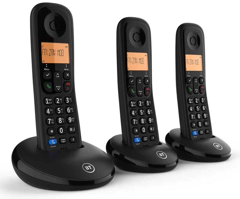 BT Everyday Cordless Landline House Phone, Home Phone, Basic Call Blocker, Do Not Disturb button, Trio Handset Pack