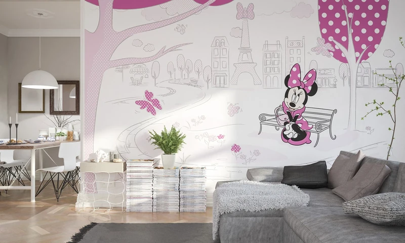 Komar 023-DVD4 Minnie in Paris Wallpaper, Assorted Colours