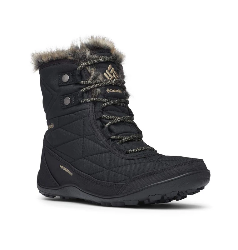 Columbia MINX SHORTY III Waterproof Women's Snow Boots, Black x Pebble, 8.5 UK
